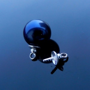 2pcs Sterling Silver Link notch Cup 6mm and Peg Drop Bail for Half Drilled Pearls and Beads
