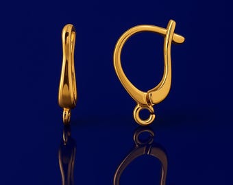 EXCLUSIVE Vermeil 24k Gold over Sterling Silver Click in  Hoops Lever-Backs Europe earrings 925