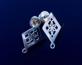 Clous d’oreille en argent sterling avec écrous boucle d’oreille résultats composants & blancs boucles d’oreilles clous d’oreille de goujon