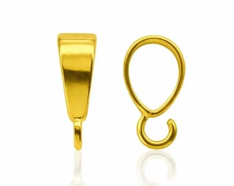 Pingente de ouro vermeil 24k Bail Anel aberto de prata esterlina 10,7 mm