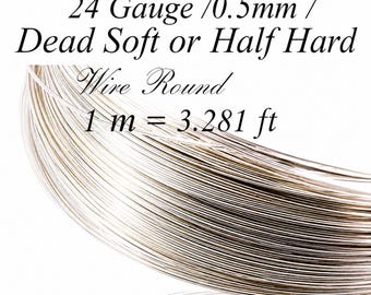 24 Gauge Sterling Silver Wire (0.5mm) 1 Meter, Soft/Half Hard
