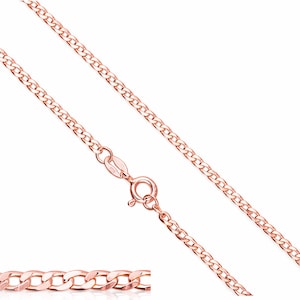 Rose Gold Sterling Silver Curb Chain Necklace 1.4mm