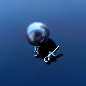 2pcs Sterling Silver Link notch Cup 3mm and Peg Drop Bail for Half Drilled Pearls and Beads