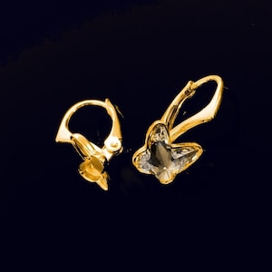 VERMEIL 24K Gold over Sterling Silver Lever Backs ear for Swarovski Crystals 2854 Butterfly Flat Back 8mm