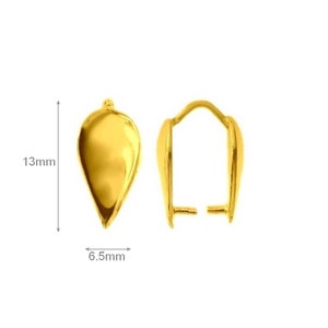Pinch Bail Vermeil 24k gold over Sterling Silver for Dangle Pendant 13mm x 6.5mm image 2