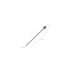 Kugel-Stift aus 925er Silber: 3 mm Durchmesser, 0,8 mm Stärke, 20 mm Länge