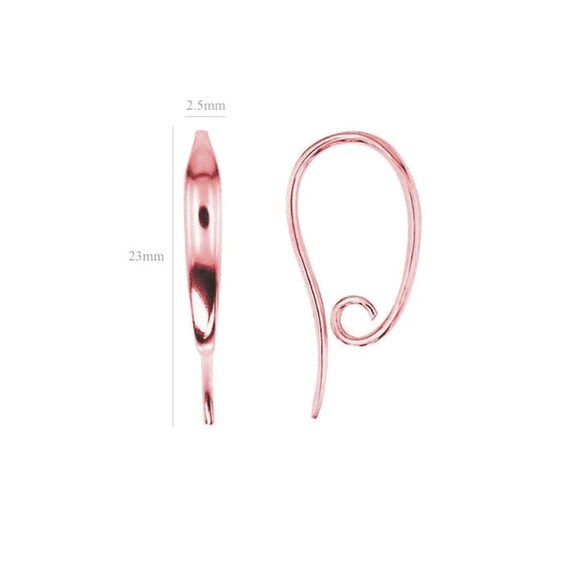 Rose Gold Vermeil Earring Hook Findings Sterling Silver 23mm