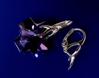 Sterling Silver Lever Backs earrings with Pinch Bail for Swarovski Crystals or other beads, VERMEIL, Gold Rose
