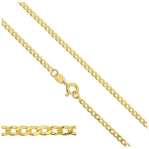 VERMEIL Gold 24k over Sterling Silver Chain Curb Chain 1.2mm Clasp Spring Ring Silver Findings Chains Select Length