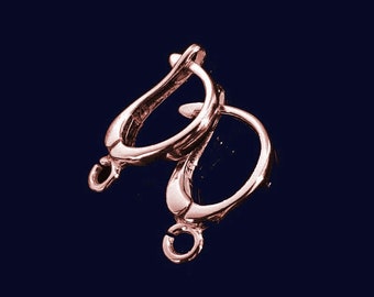 EXCLUSIVE Sterling Silver Rose Gold Lever Back Earrings, Tiny Ear Wires
