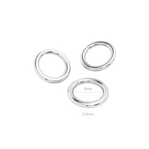 10pcs Sterling Silver Jump Rings Open Jumpring 3mm Inside Wire 0.8mm 20 Gauge Supplies Findings Beading Jewelry Making