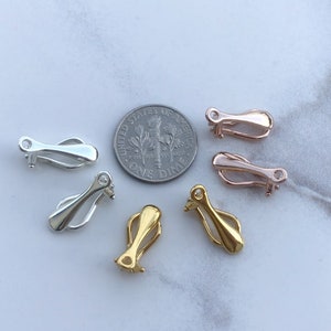 925 Sterling Silver Clip On Earring Findings Gold or Rose Gold