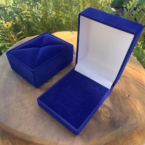 Elegante marine Samt Schmuckbox mit Magnetverschluss 60x80x30mm kleines Set Ohrringe Geschenkverpackung