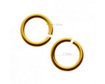 10pcs VERMEIL, 24k, gold over Sterling Silver Jump Rings Open Jumpring 2.5mm Inside Wire 0.8mm 20 Gauge Jewelry Making Beading