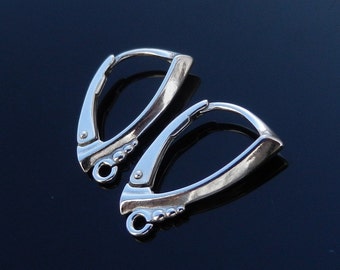10 Pieces Sterling Silver Lever Back Earring Findings - 9mm X 17mm Bright Silver