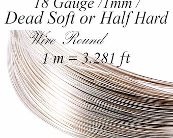 Sterling Silver Wire dead soft or half hard 1 m = 3.281 ft 18 Gauge 1mm