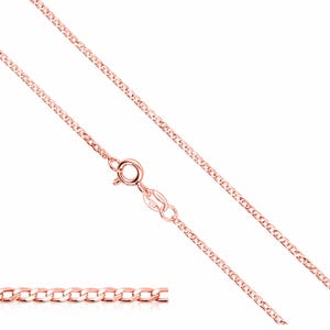 Rose Gold Sterling Silver Curb Chain Necklace 1.2mm Spring Ring Clasp