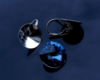 Sterling Silver LeverBack earrings for 1122 Rivoli 14mm Crystals from Swarovski®