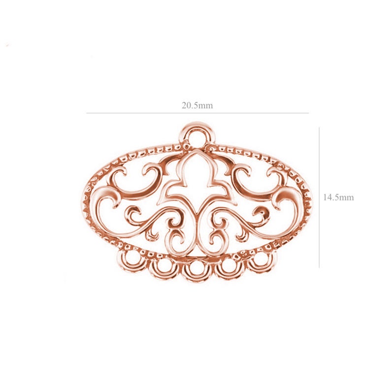 Sterling Silver Filigree Charm for Bracelet Earrings Pendant Choose Your Finish image 4