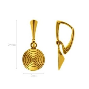 24k Vermeil Gold Lever Back Earrings: Sterling Silver Swarovski Rivoli 12mm