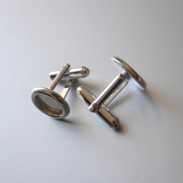 925 Sterling Silver Cufflink Blanks - High-Quality, Perfect for Custom Jewelry, 10mm Pad