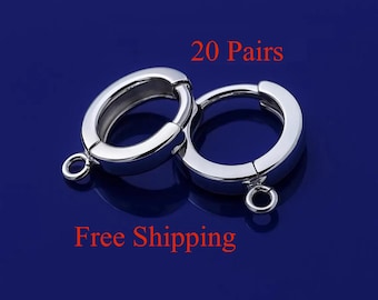 20 Pairs Sterling Silver Lever Back Hoops 925 Ear Wires Jewelry Findings