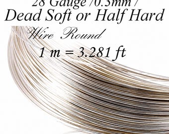 28 Gauge Sterling Silver Wire, 0.3mm, 1 Meter