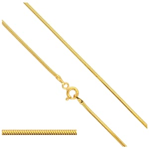 Collar de cadena de serpiente de plata de ley 925 con baño de oro de 24 k y 1,4 mm
