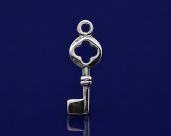 Sterling Silver Tiny Key Charm: Jewelry Making (18mm)