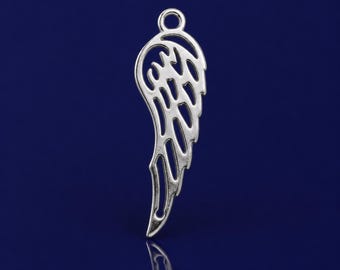 Charm de plata de ley con forma de ala para pendientes, colgantes y pulseras.