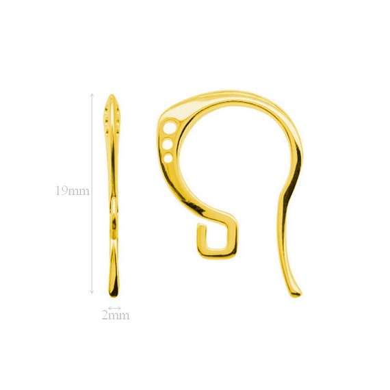 Vermeil Earring Hooks: 24k Gold Over Sterling Silver, 19mm