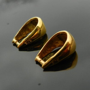 Pinch Bail Vermeil 24k gold over Sterling Silver for Dangle Pendant With Hole