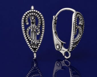 Sterling Silver Leverback Earrings: Elegant Jewelry Findings (16mm x 7mm)