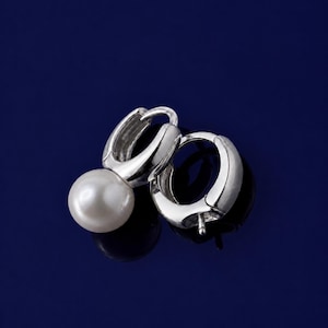 Sterling Silver Lever Back Hoop Earrings with Peg Bail for Half Drilled Pearls