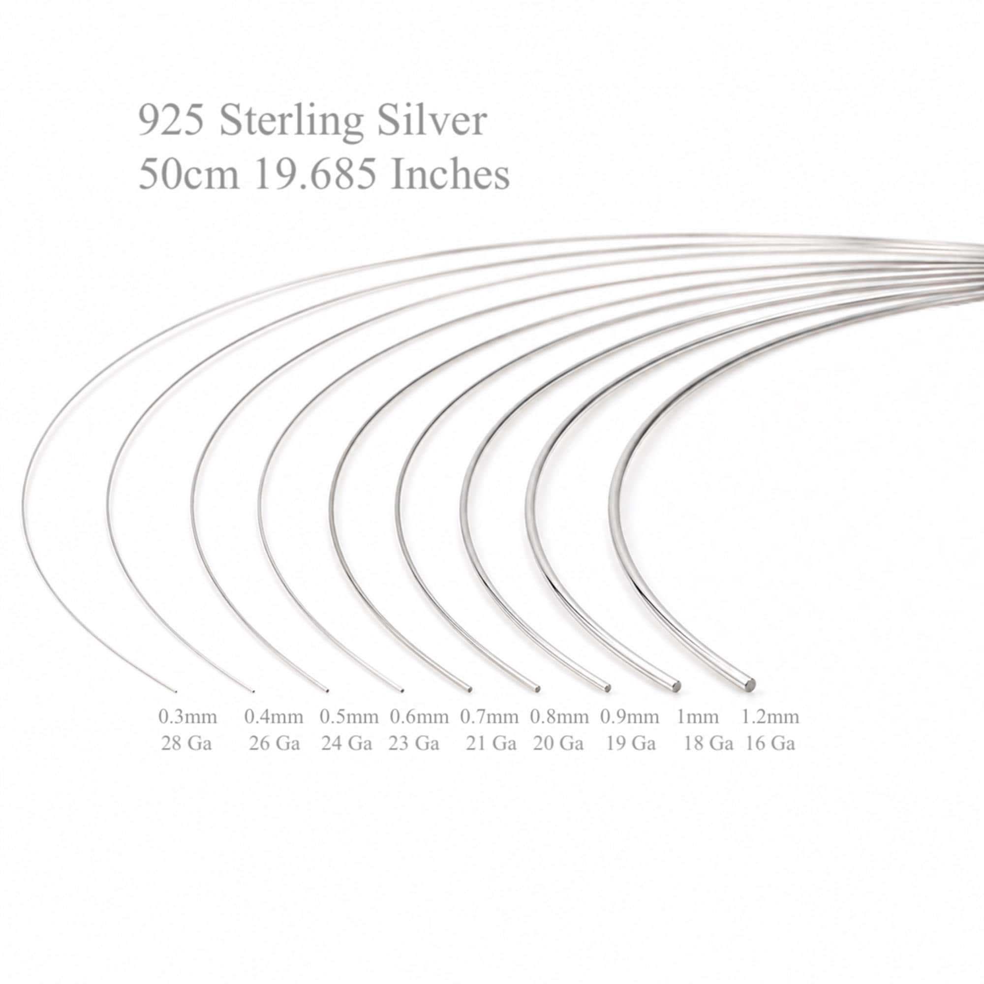 925 Sterling Silver Round Wire 50cm Length Full Size Range