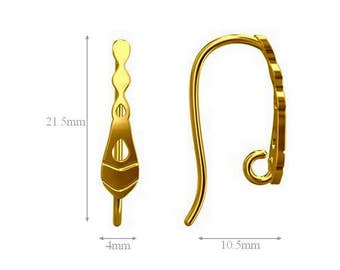 Vermeil 24k Gold Over Sterling Silver Hook Earrings Earwires High Quality