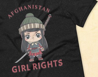 Chica afgana con katana y armadura samurái - Libertad y derechos de niñas y mujeres - Camiseta de regalo unisex, camisa de ropa de mujer afgana