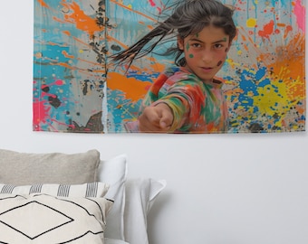 Vida de vitalidad afgana: Niñas, niñas, mujeres, libertad, derechos, amor, Afganistán. Arte mural grande, impresión de bandera de 90 x 14,7 cm.