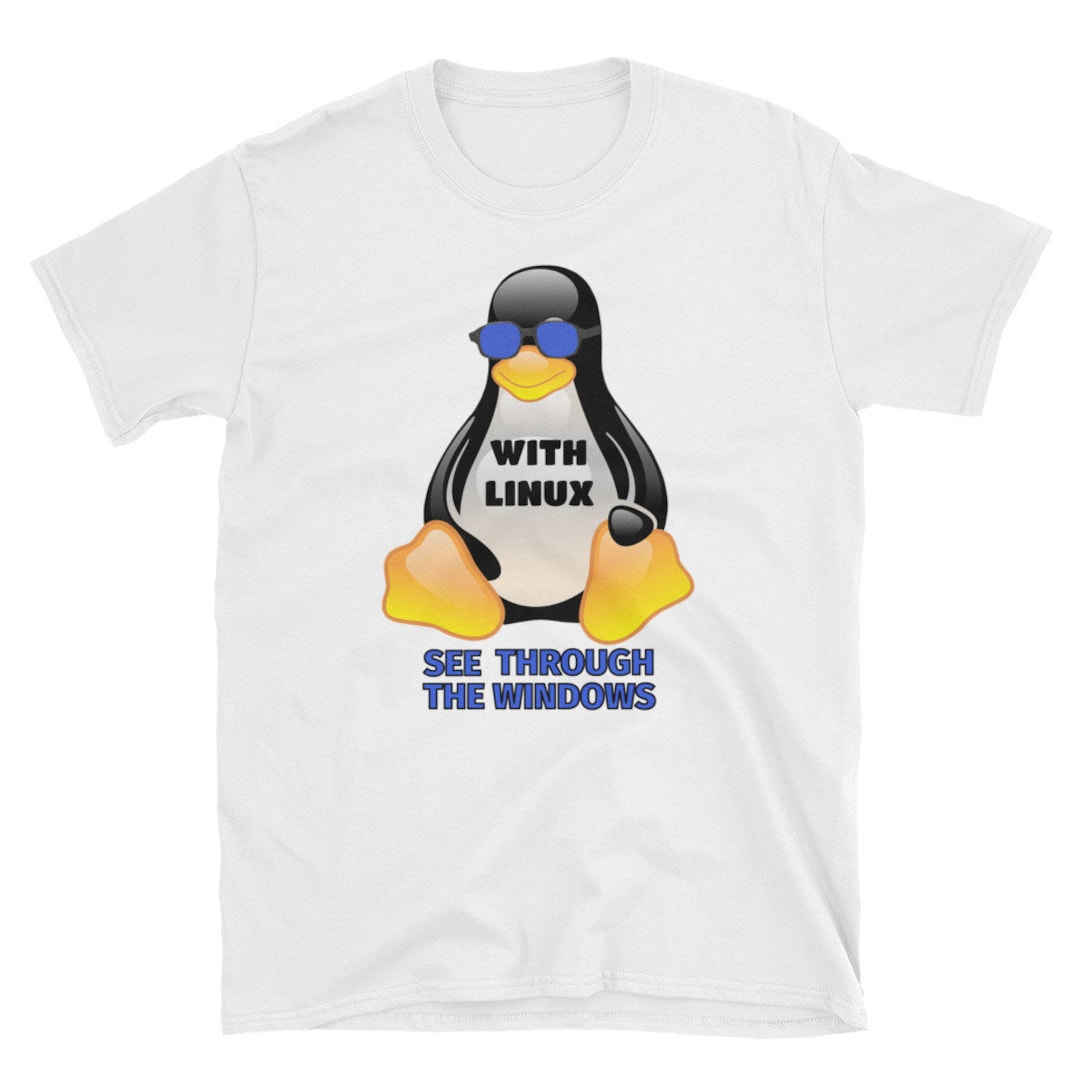 Tux Penguin Linux T-shirt, See Through Windows, Computer Science