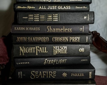 Decorative Black Book with Gold or Silver Writing Set of 3