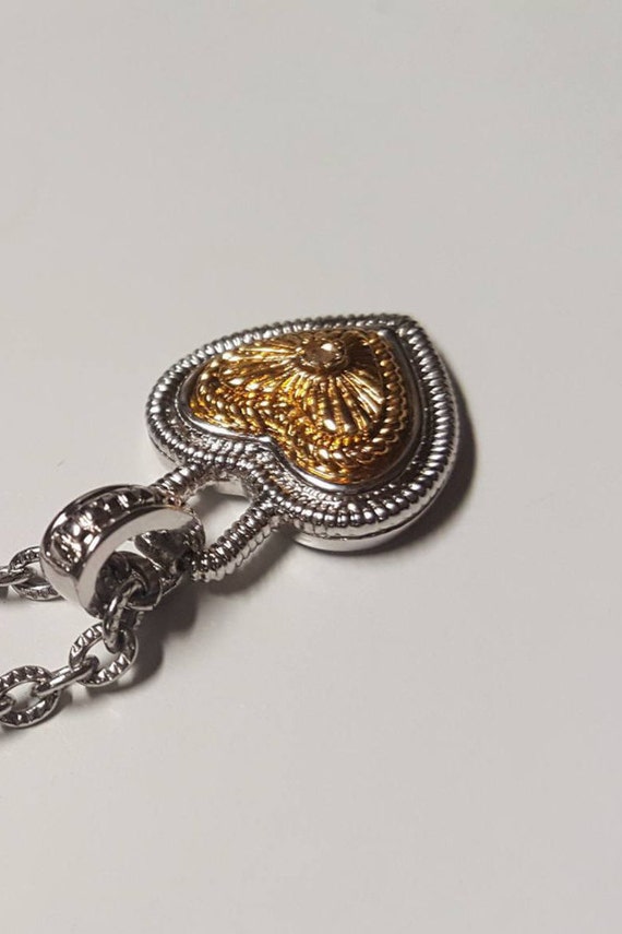 Chamilia Heart Necklace Etched Silver and Gold With Diamond Etsy Canada