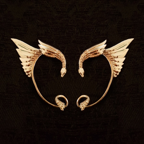 Elven Ear cuffs, one pair, Brass, Ear Ring, Festival Jewellery, Fairy, Fantasy, Burning Man, Cos-play, fairy cuffs, elven ears, pixie, Wings