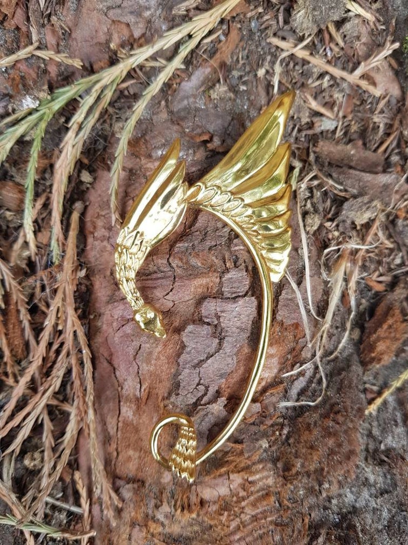 Elven Ear cuffs, Gold, Festival Jewellery, Fairy, Fantasy, Burning Man, Cos-play, Ear Wings, gold ear cuffs, gold elven ear cuffs, fairy image 5