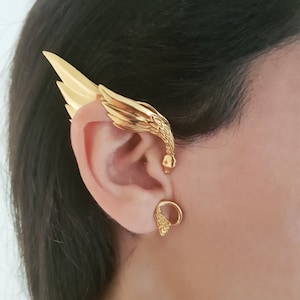 Elven Ear cuffs, Gold, Festival Jewellery, Fairy, Fantasy, Burning Man, Cos-play, Ear Wings, gold ear cuffs, gold elven ear cuffs, fairy image 2