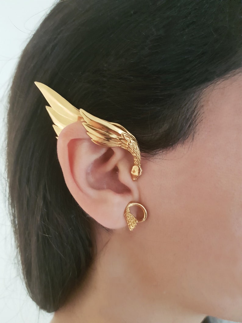 Elven Ear cuffs, Gold, Festival Jewellery, Fairy, Fantasy, Burning Man, Cos-play, Ear Wings, gold ear cuffs, gold elven ear cuffs, fairy image 2