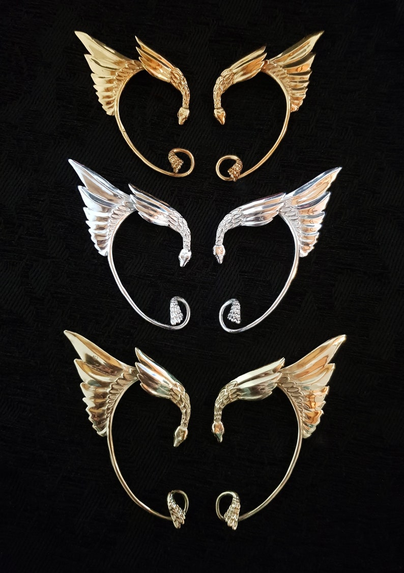 Elven Ear cuffs, Gold, Festival Jewellery, Fairy, Fantasy, Burning Man, Cos-play, Ear Wings, gold ear cuffs, gold elven ear cuffs, fairy image 3