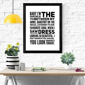 Ed Sheeran Perfect Song Lyrics Poster Etsy