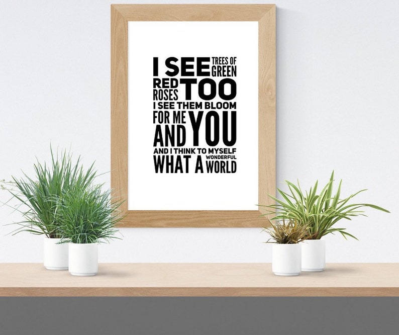 What A Wonderful World Song Lyrics Poster Etsy
