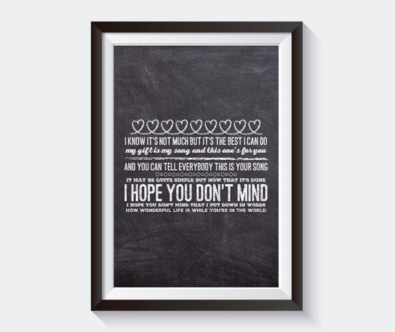 Your Song Elton John Song Lyrics Poster Etsy Your Song Elton John Song Lyrics Poster Etsy