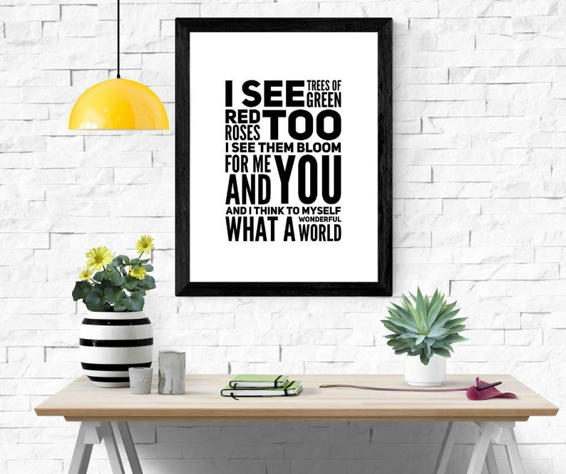 What A Wonderful World Song Lyrics Poster Etsy